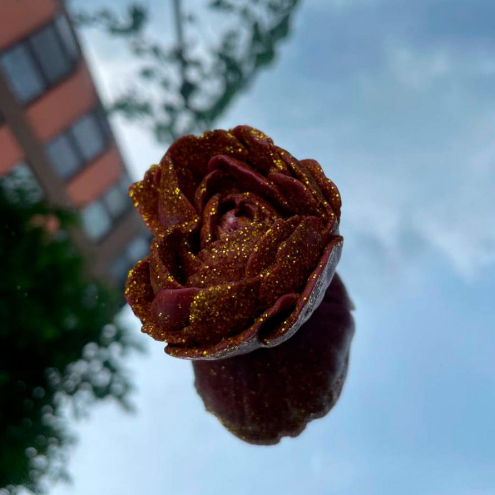 Різне - Свічка низькотемпературна у вигляді троянди з глітером GlowKink бордова, М 3