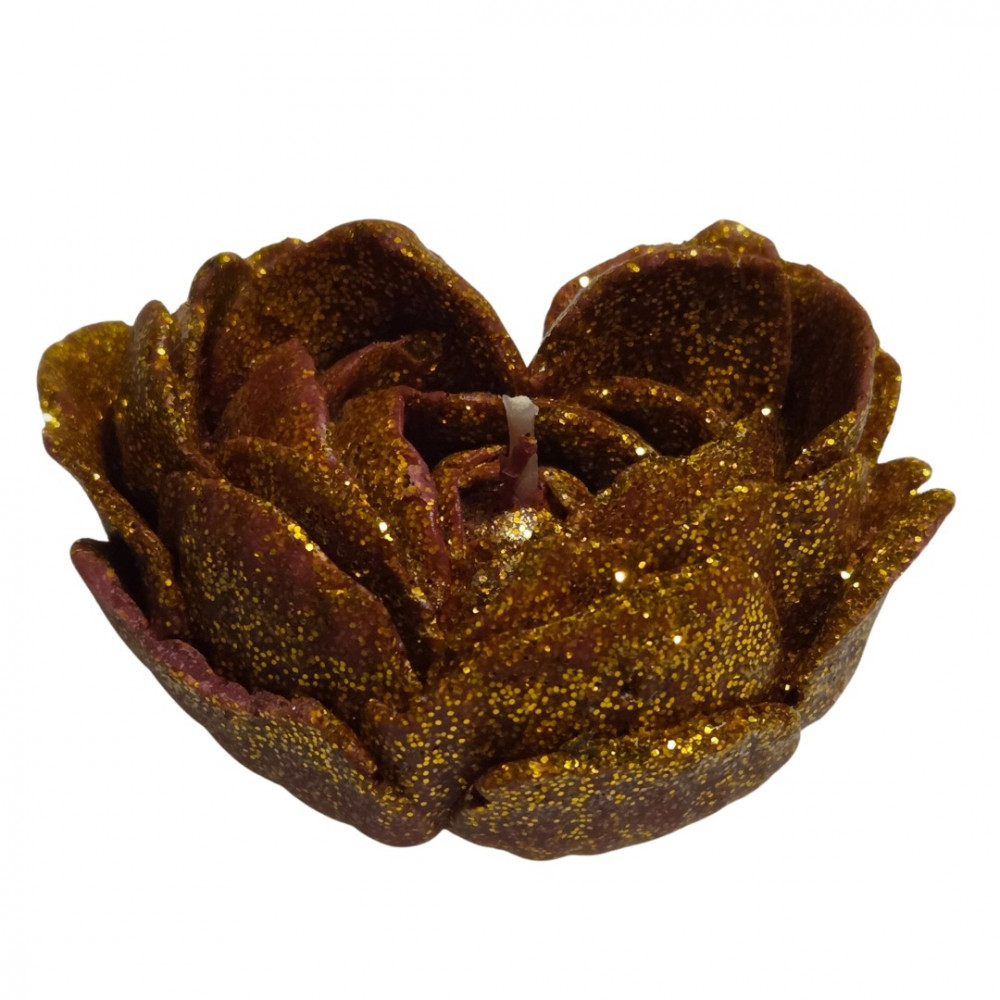 Різне - Свічка низькотемпературна у вигляді троянди з глітером GlowKink бордова, М 35