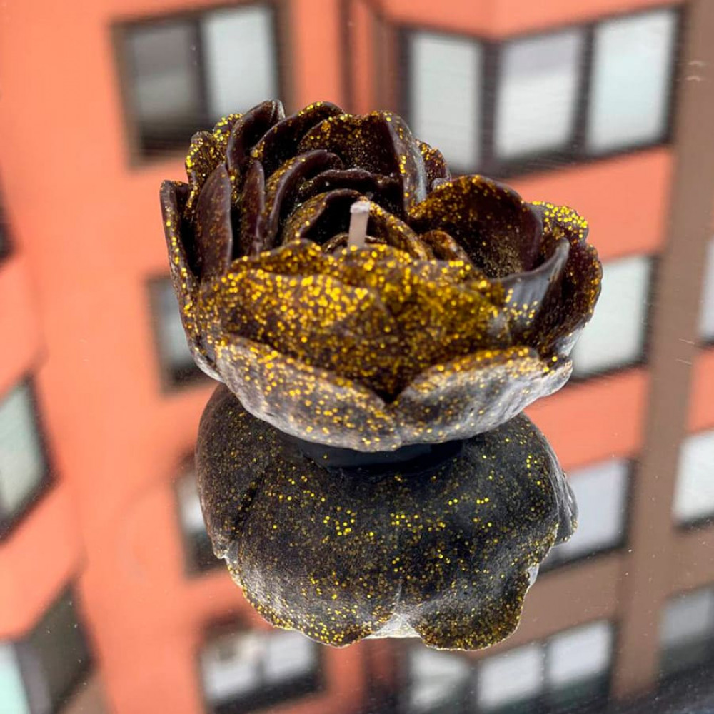 Різне - Свічка низькотемпературна у вигляді троянди з глітером GlowKink бордова, М 11