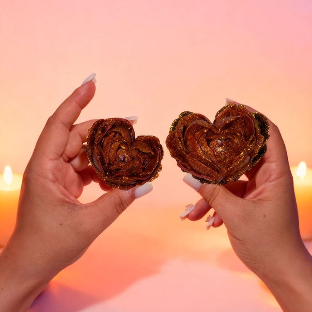 Різне - Свічка низькотемпературна у вигляді троянди з глітером GlowKink бордова, М 27