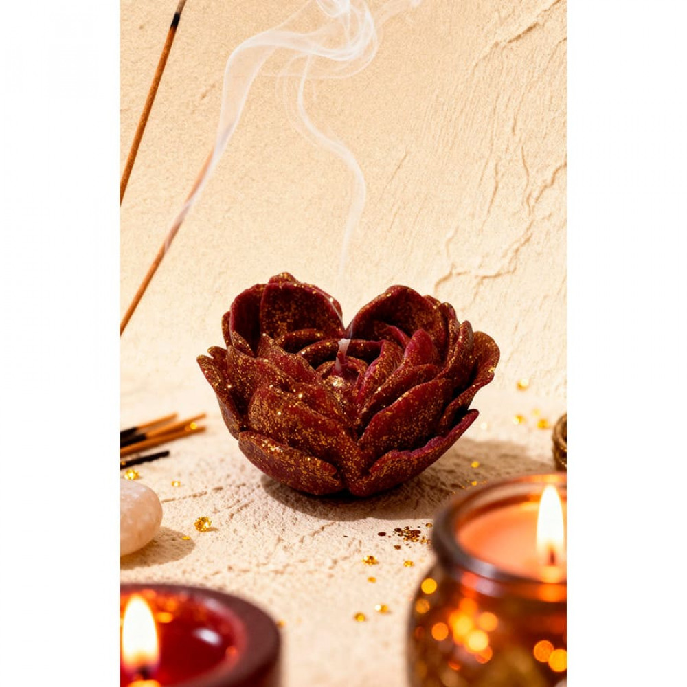 Різне - Свічка низькотемпературна у вигляді троянди з глітером GlowKink бордова, М 30