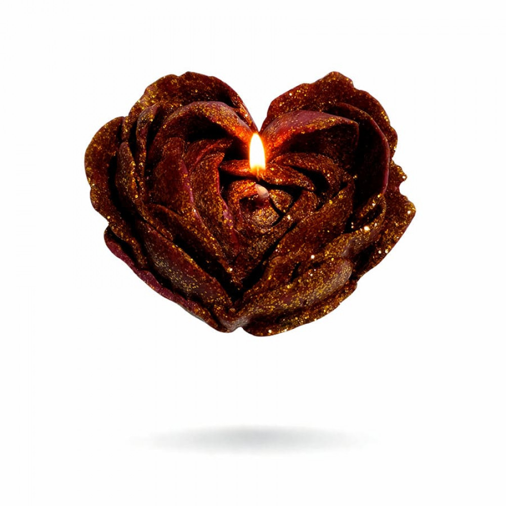 Різне - Свічка низькотемпературна у вигляді троянди з глітером GlowKink бордова, М 45