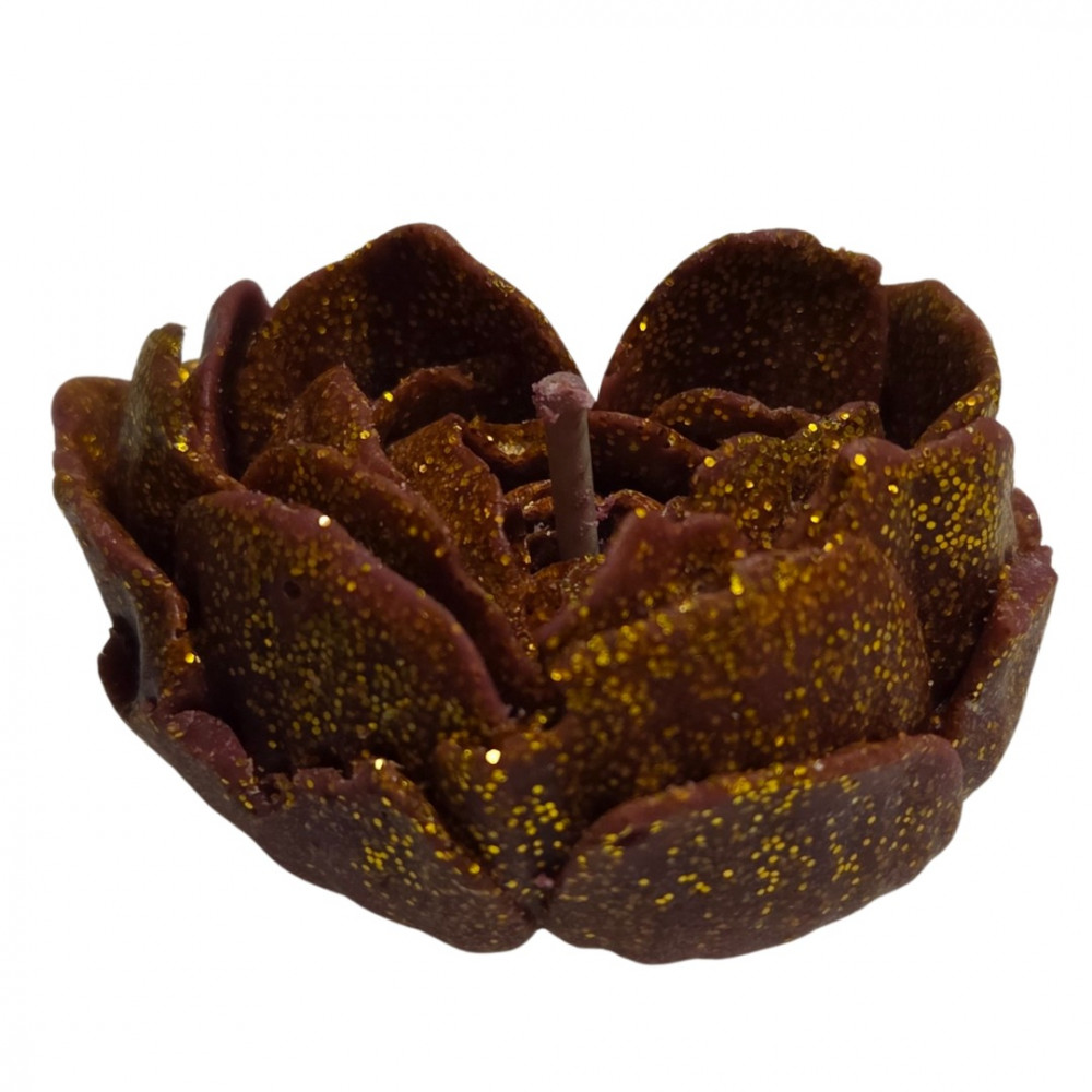 Різне - Свічка низькотемпературна у вигляді троянди з глітером GlowKink бордова, М 36