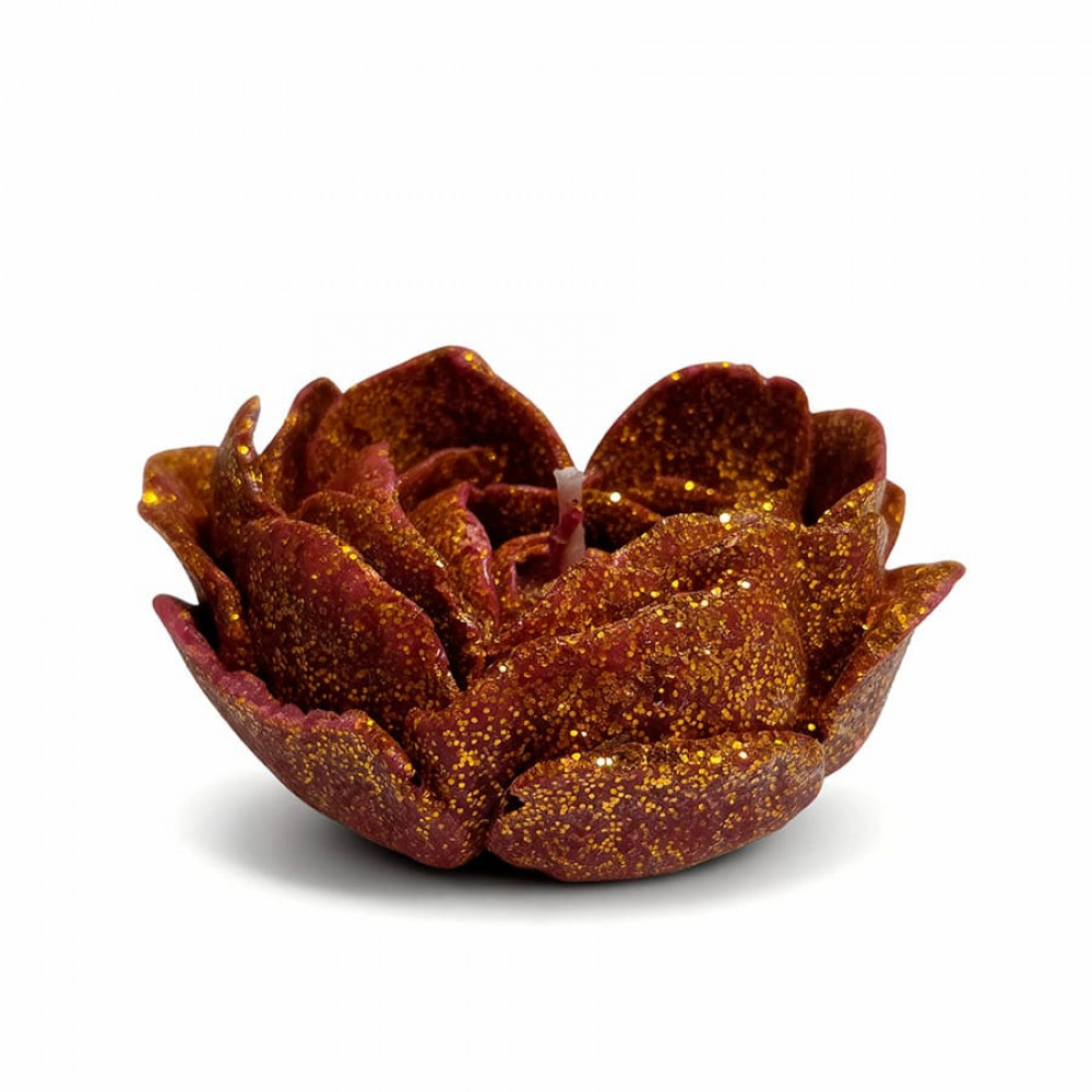 Різне - Свічка низькотемпературна у вигляді троянди з глітером GlowKink бордова, М 49