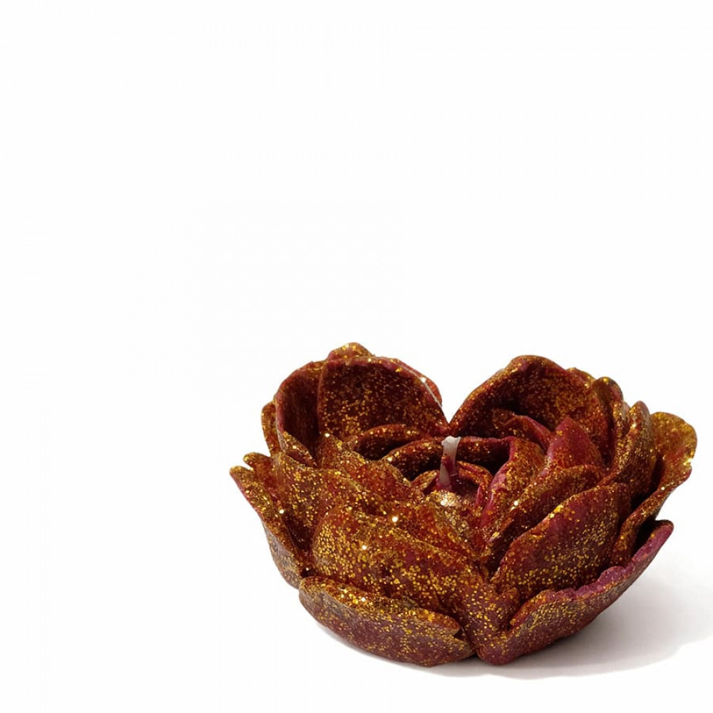 Різне - Свічка низькотемпературна у вигляді троянди з глітером GlowKink бордова, М 47