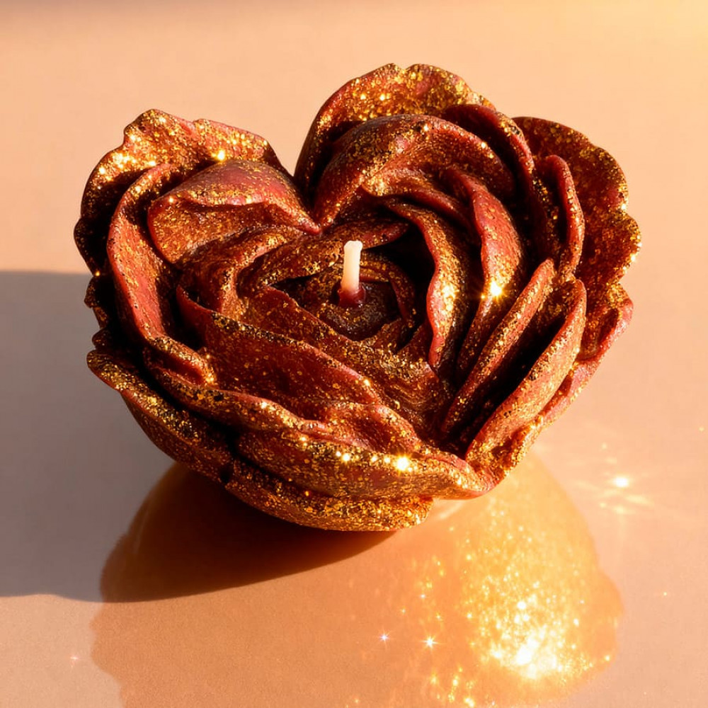 Різне - Свічка низькотемпературна у вигляді троянди з глітером GlowKink бордова, М 23