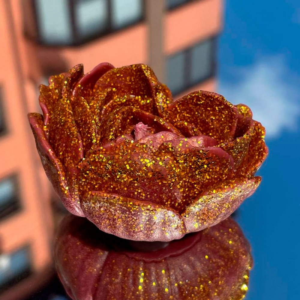 Різне - Свічка низькотемпературна у вигляді троянди з глітером GlowKink бордова, М 60