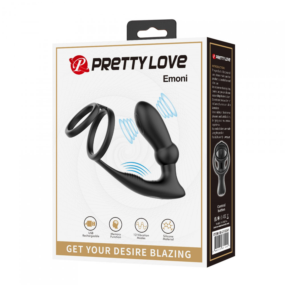  - Эрекционное кольцо с анальным вибро стимулятором Pretty Love - EMONI, BI-210341 9
