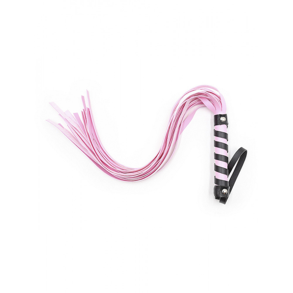 Плети, стеки, флоггеры, тиклеры - Флогер из искусственной кожи Star Night с черно-розовой ручкой, One Size