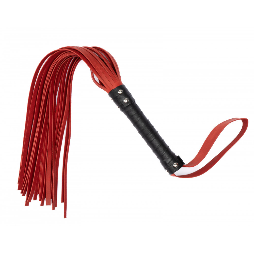 Электростимуляторы - Флоггер из натуральной кожи Flirty Hard Leather - Black & Red, BG-00001 2