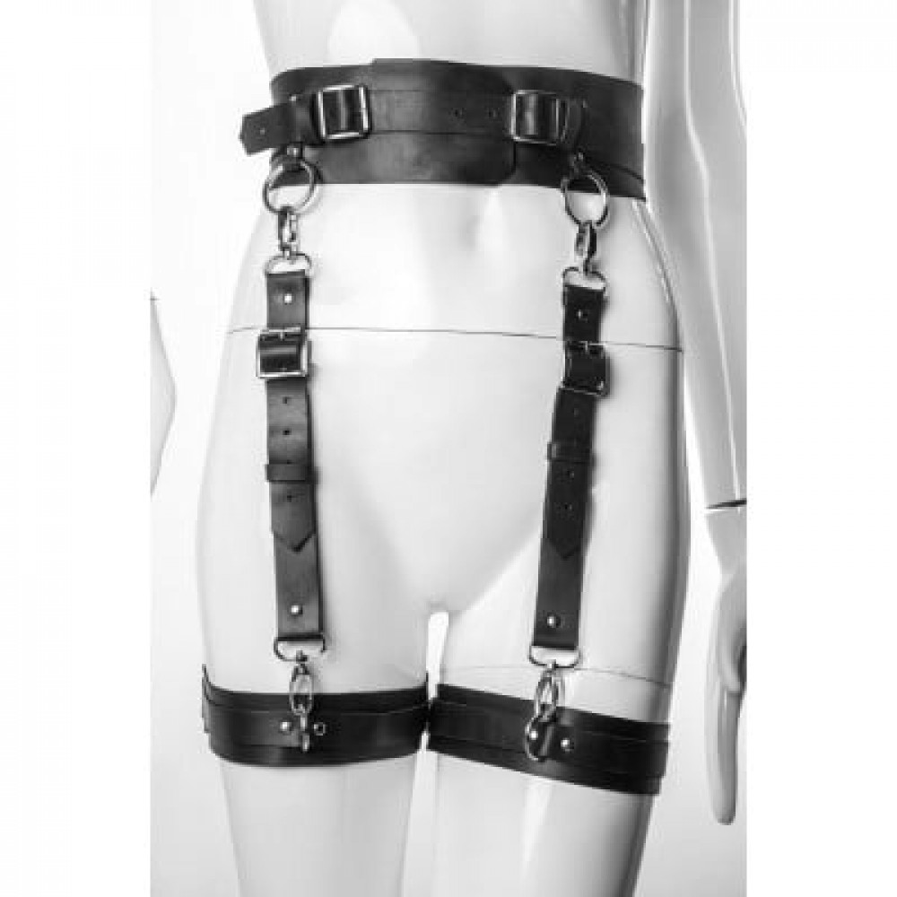 Різне - Гартери широкі з пряжками G4.1 Candy Hero, екошкіра, ручна робота, чорні, OS 1