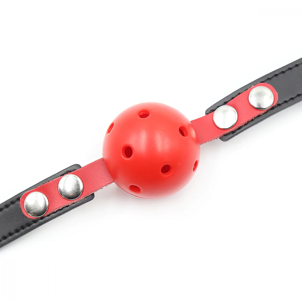 БДСМ игрушки - Кляп DS Fetish Locking ball gags M plastic black/red 1