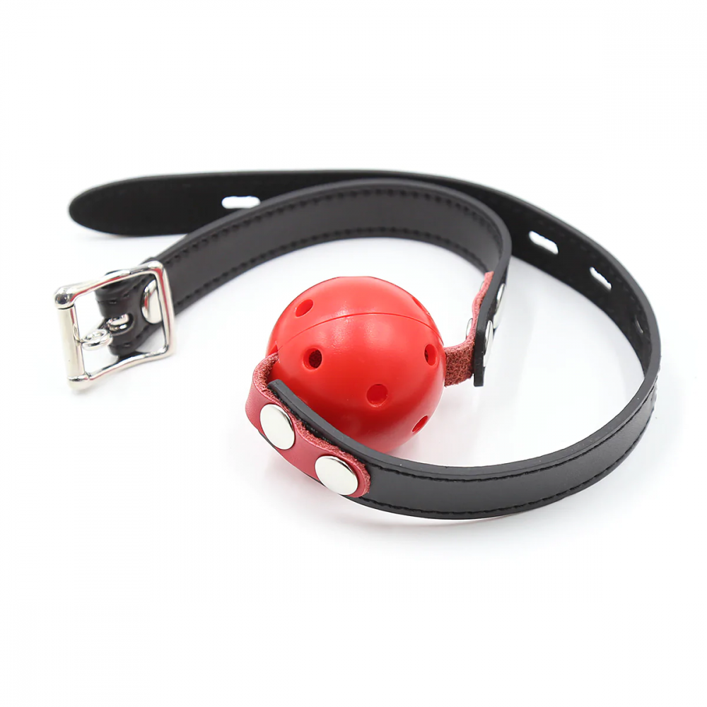 БДСМ игрушки - Кляп DS Fetish Locking ball gags M plastic black/red 2