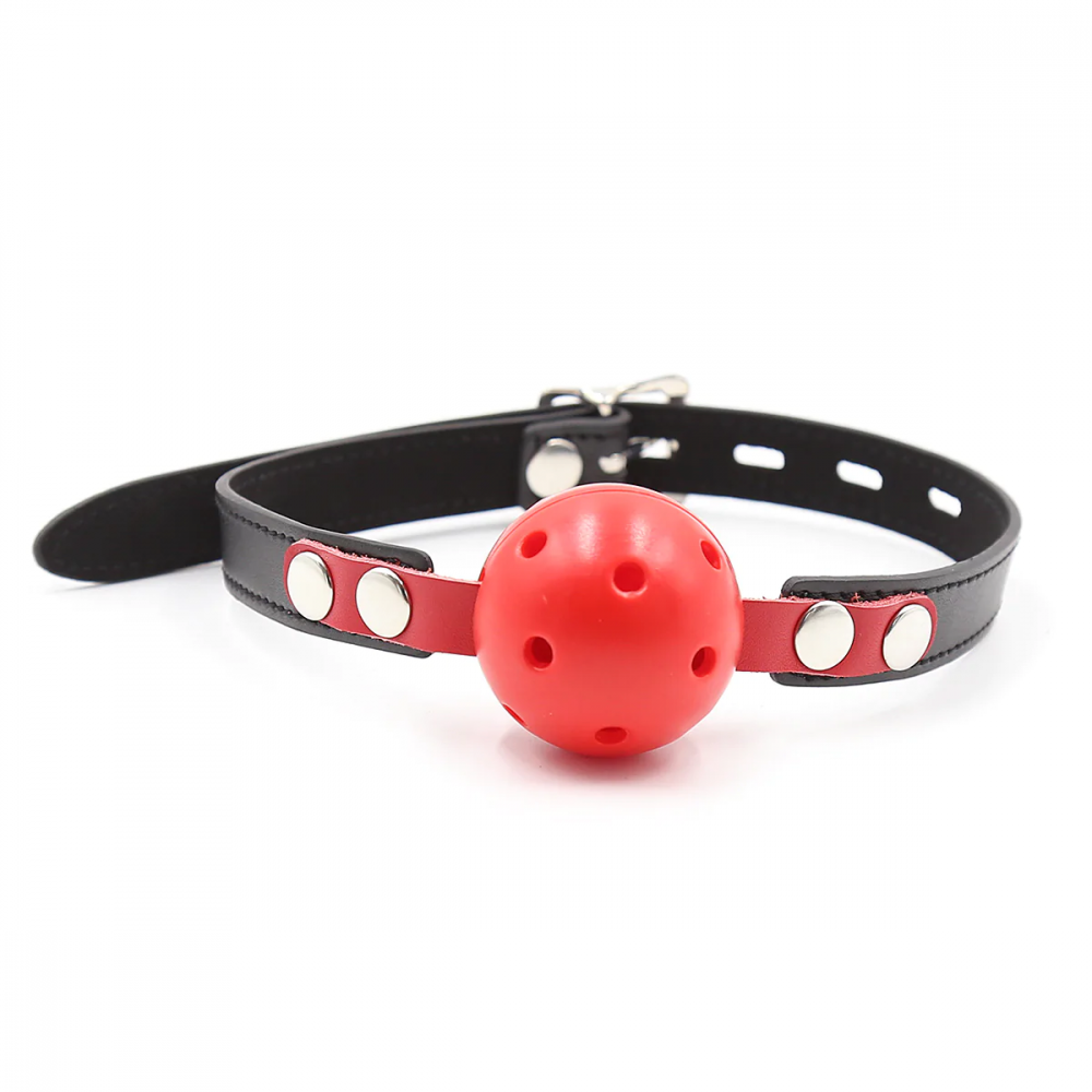 БДСМ игрушки - Кляп DS Fetish Locking ball gags M plastic black/red