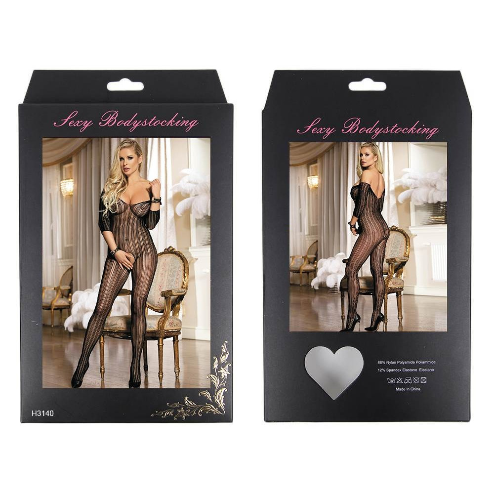 Різне - Комбінезон у вертикальну смужку з відкритим доступом Star Night, чорний 3