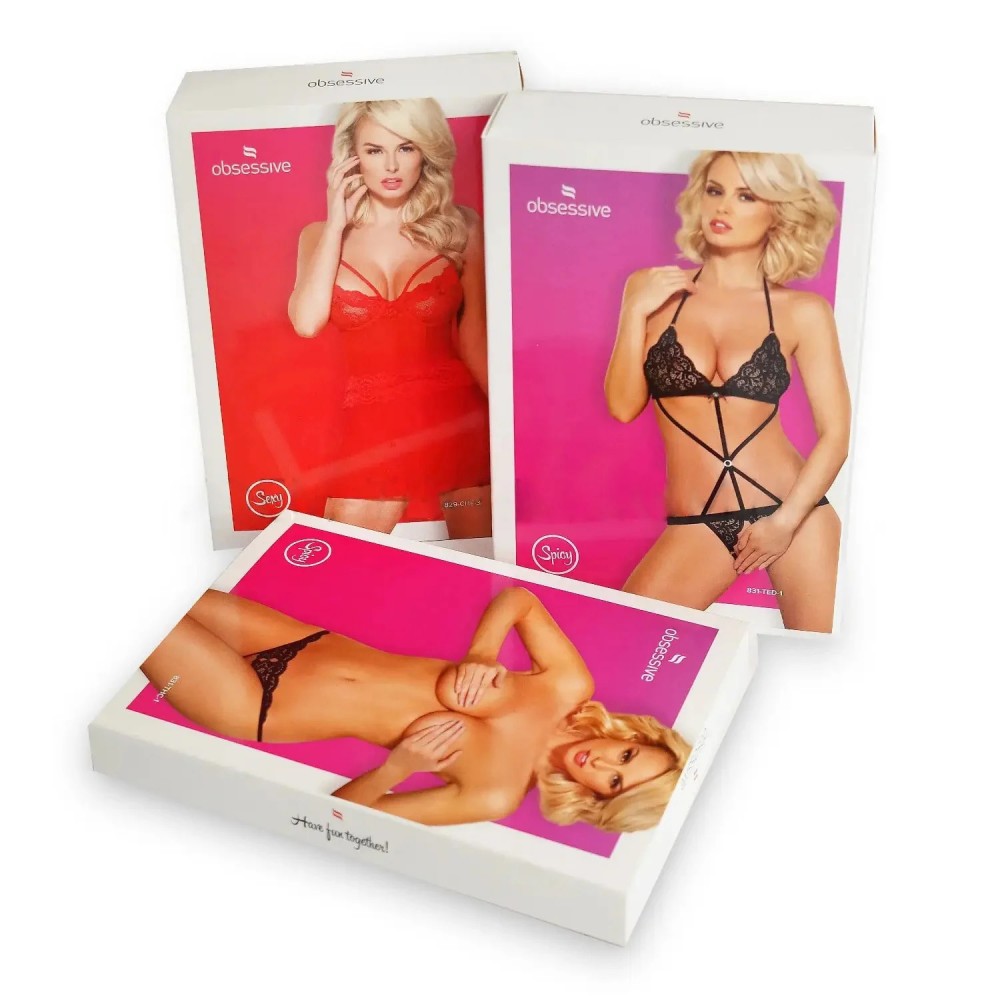 Эротическое белье - Комплект Obsessive letica 2 pcs cupless set black L/XL 1