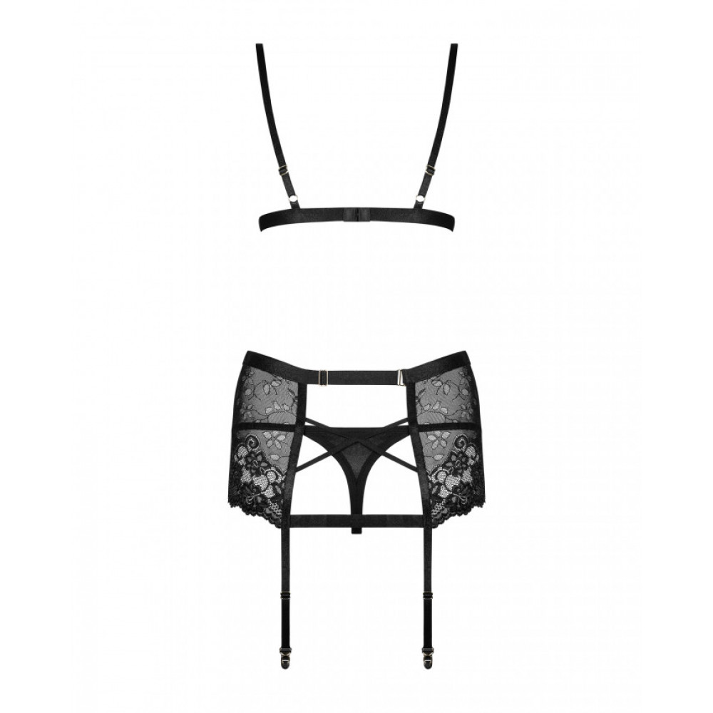 Эротическое белье - Комплект с поясом для чулок Obsessive Blanita garter belt Black L/XL 1