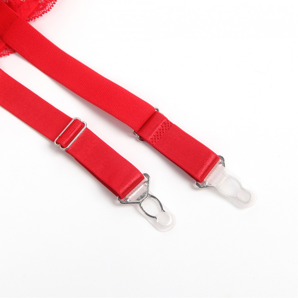 Різне - Мереживний пояс для панчіх StarNight червоний, XS-S 3