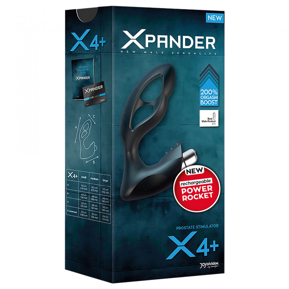 Разное - Массажер простаты размер L, XPANDER X4+ rechargeable PowerRocket, черный, 11.5 см 4