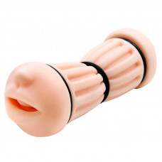 Мастурбатор двосторонній рот і вагіна Crazy Bull, реалістичний, з кільцями, 17.5 см