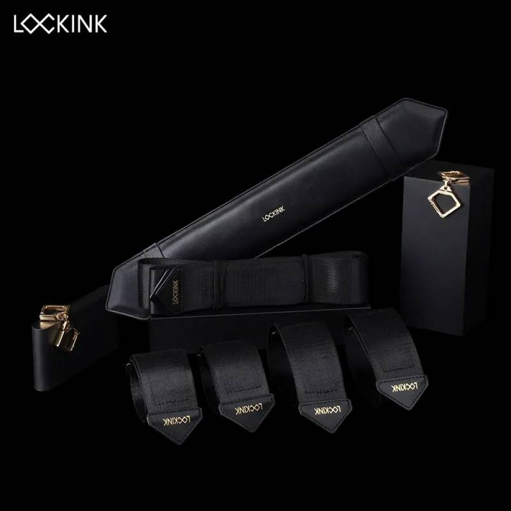 БДСМ игрушки - Бандажный набор фиксаторов для тела со съемными наручниками Lockink черный 3