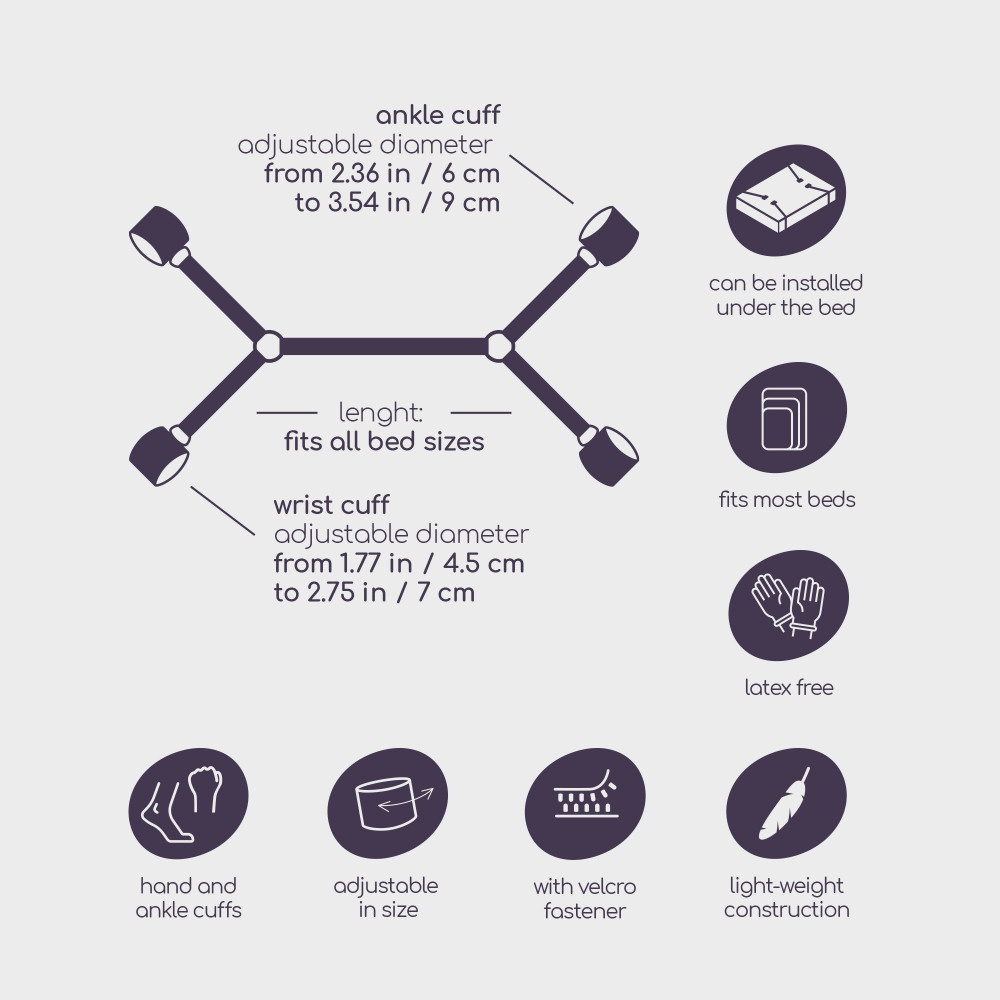 Наручники и ограничения - Набор универсальных фиксаторов под матрас CRUSHIOUS, чёрный 3