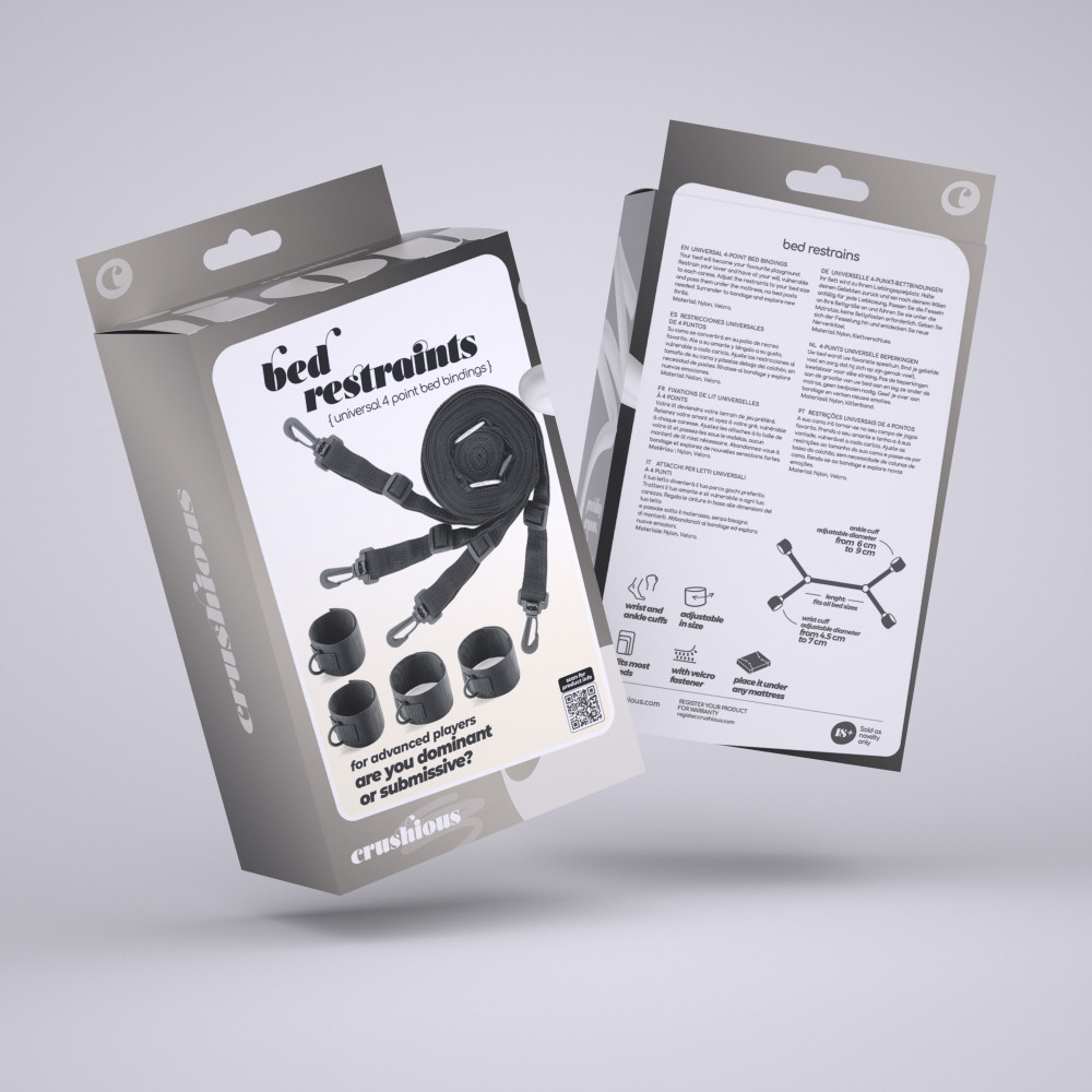 Наручники и ограничения - Набор универсальных фиксаторов под матрас CRUSHIOUS, чёрный 8