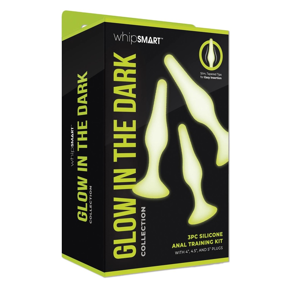 Секс боксы - Набор из трёх анальных пробок, размер S, M, L, Whipsmart GLOW, светятся в темноте, 3 шт 1