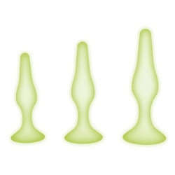 Набор из трёх анальных пробок, размер S, M, L, Whipsmart GLOW, светятся в темноте, 3 шт