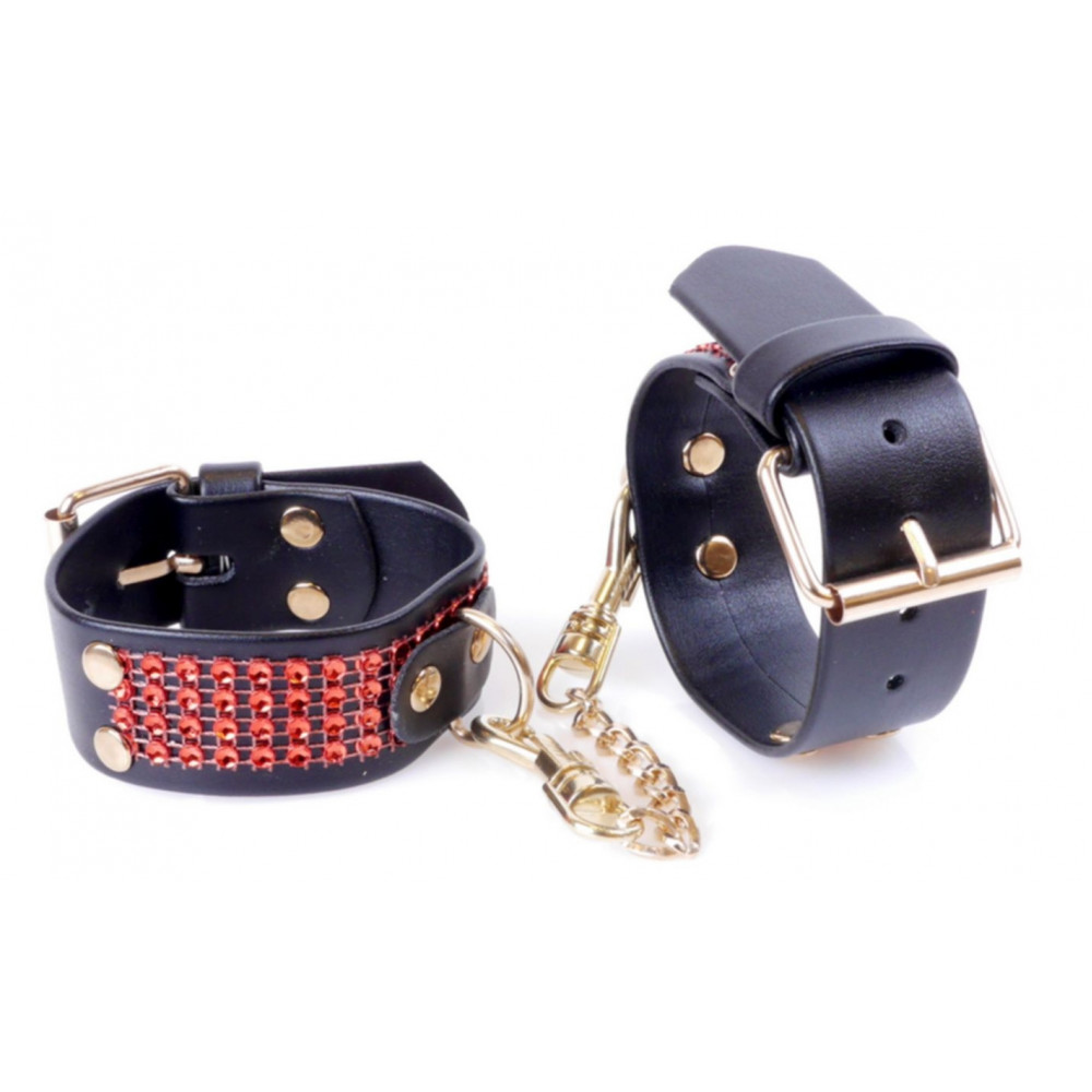 Різне - Наручники зі штучної шкіри з кристалами Fetish Boss Series - Handcuffs with cristals Red, BS3300109 1