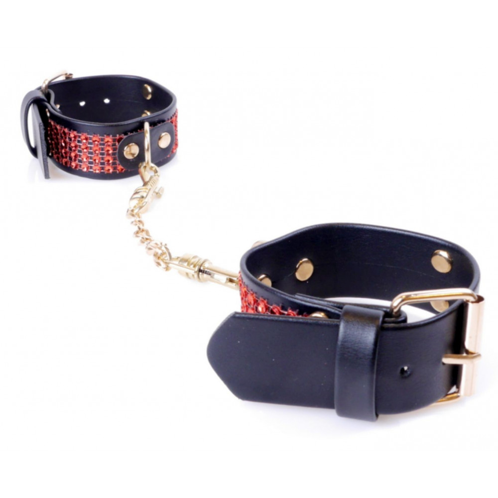 Різне - Наручники зі штучної шкіри з кристалами Fetish Boss Series - Handcuffs with cristals Red, BS3300109 2