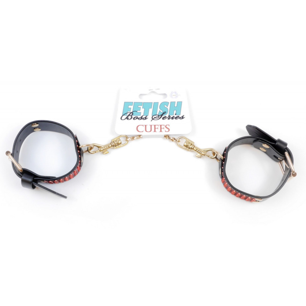 Різне - Наручники зі штучної шкіри з кристалами Fetish Boss Series - Handcuffs with cristals Red, BS3300109 5