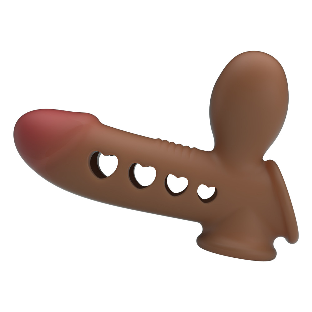 Эрекционные кольца без вибрации - Насадка на член реалистичная Pretty Love Tyronn со стимулирующими выступами, 16.1 х 4.4 см 1