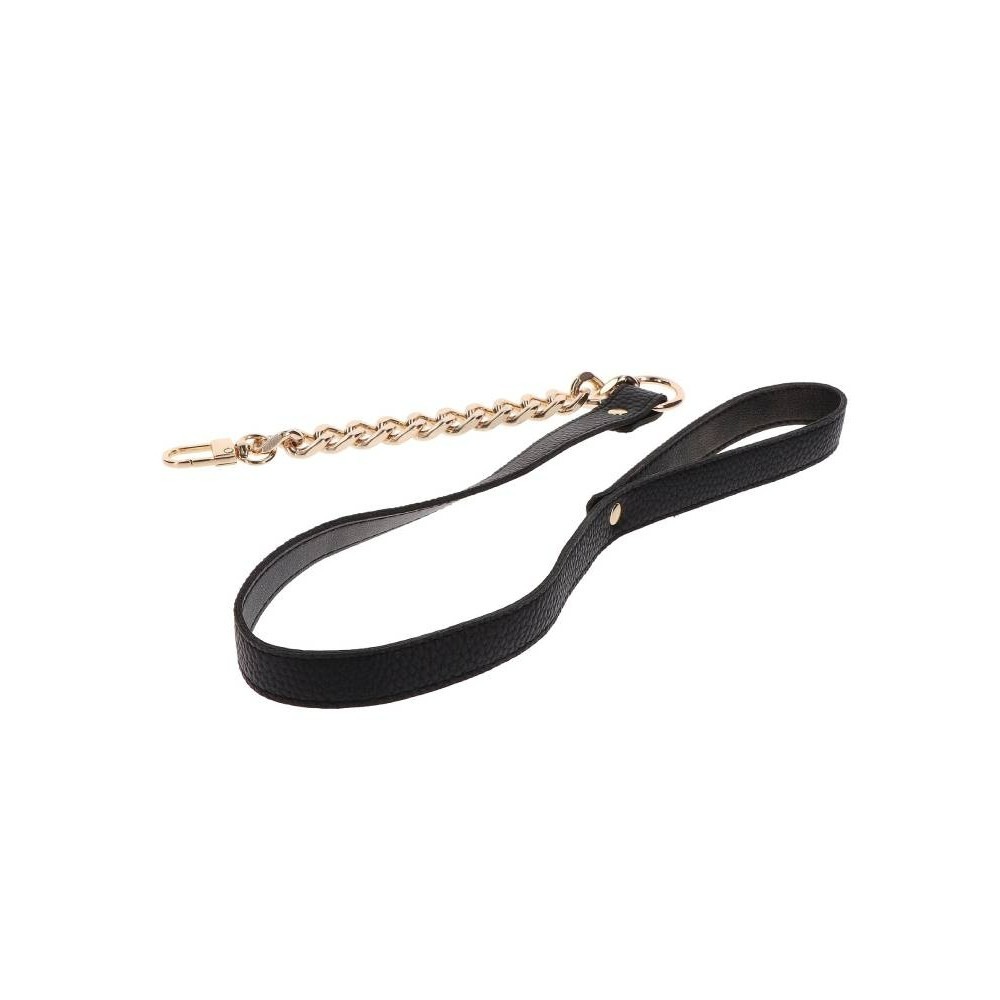 БДСМ игрушки - Поводок цепь с петлей из искусственной кожи Statement Leash золотистый, 75 см 4