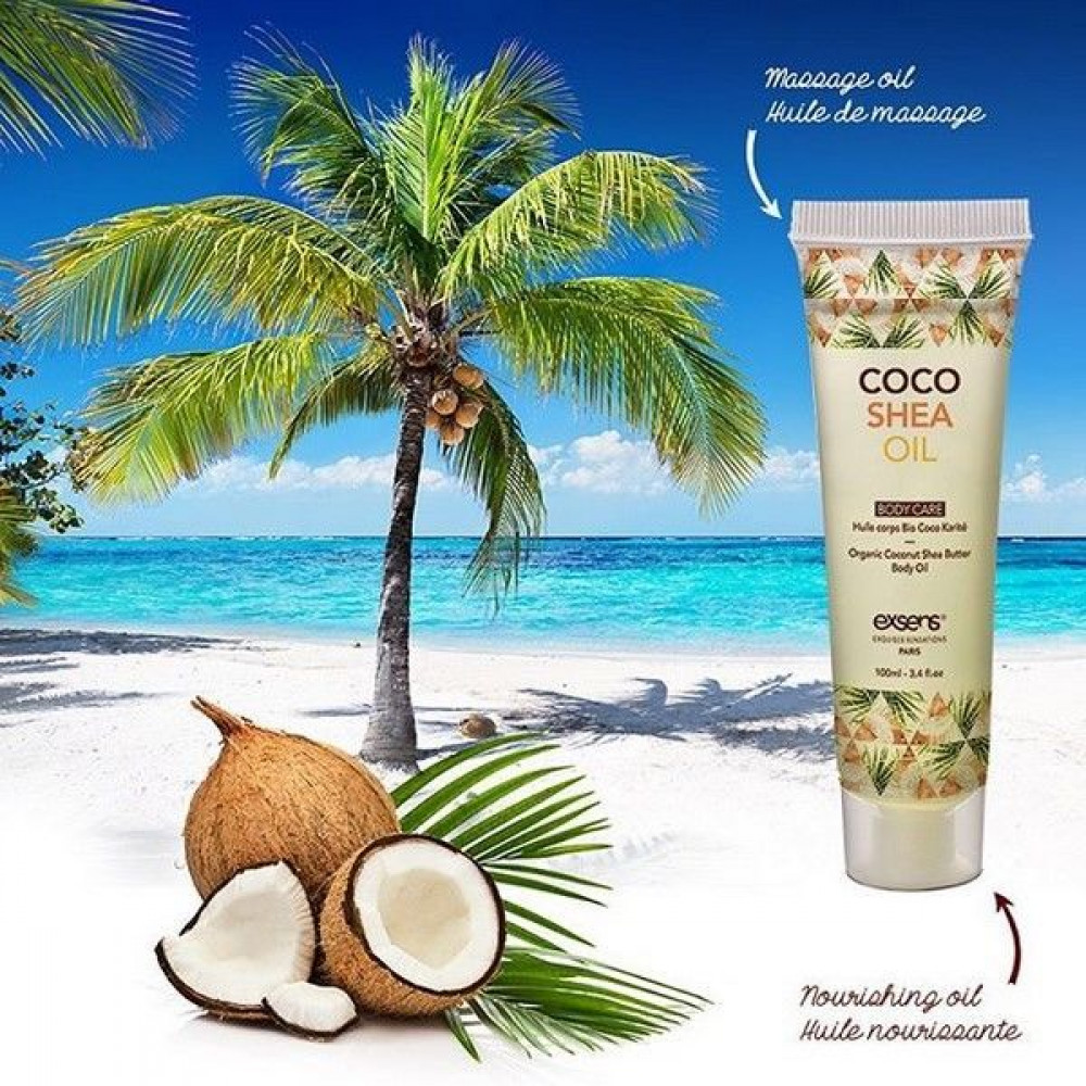 Массажные масла - Органическое кокосовое масло карите (ши) для тела EXSENS Coco Shea Oil 100 мл, сертификат ECOCERT 1