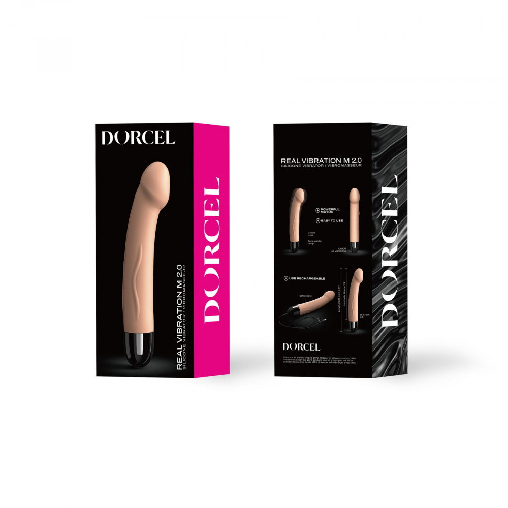 Классический вибратор - Вибратор Dorcel Real Vibration M Flesh 2.0, диам 3,7см, перезаряжаемый, для точки G 9
