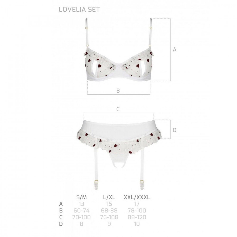 Эротические комплекты - Сексуальный комплект с поясом для чулок LOVELIA SET white L/XL - Passion 1