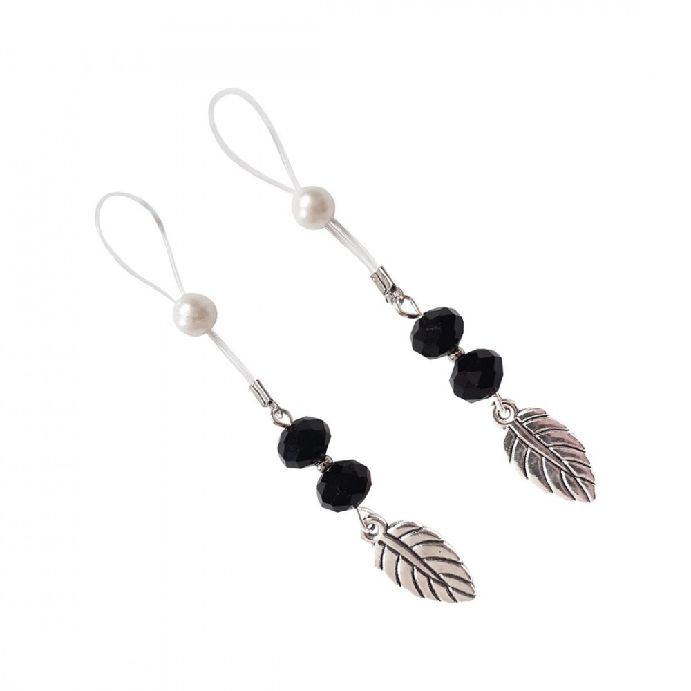 Интимные украшения - Сексуальные украшения для сосков с листиком Nipple Jewelry Leaf, цвет черный 1