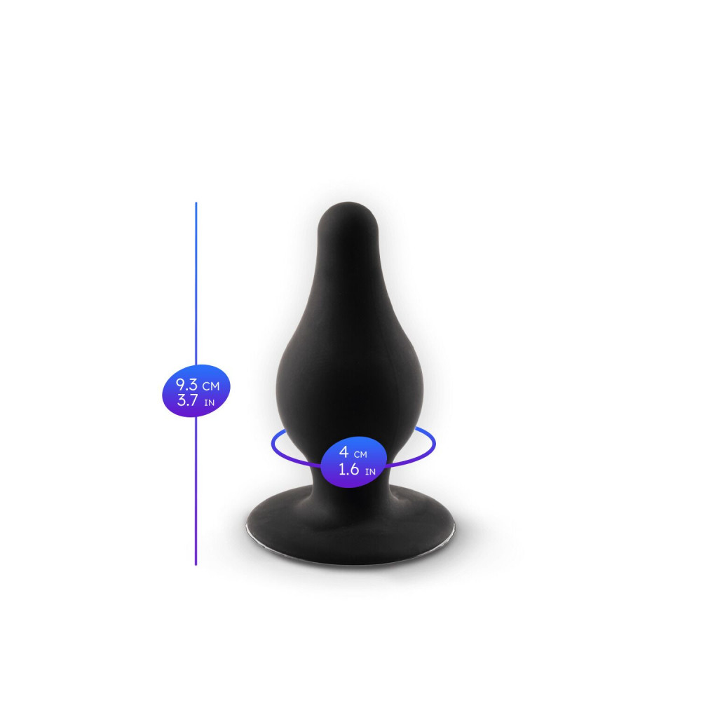 Анальные игрушки без вибрации - Анальная пробка SilexD Model 2, size M, черная, двухслойная, с эффектом памяти, диаметр 4 см 3