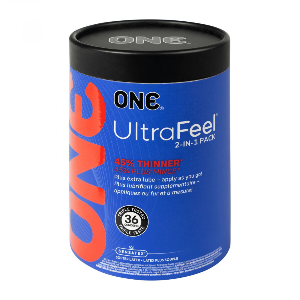 Презервативы - Презервативы ONE Ultra Feel, ультратонкие, с дополнительной смазкой, 36 шт, подарочная упаковка-тубус