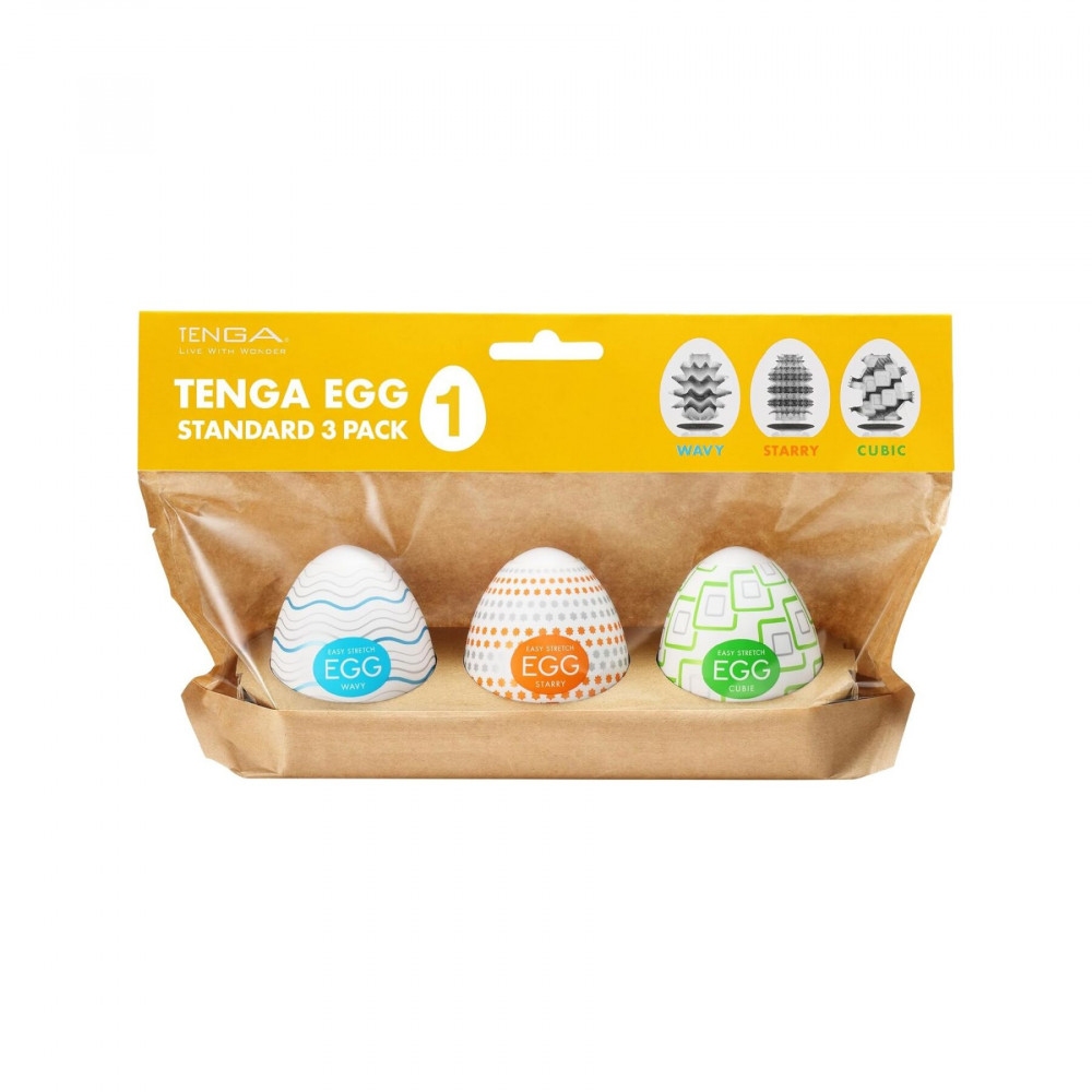 Мастурбатори - Набір мастурбаторів-яєць Tenga Egg Standard 3 Pack 1 (Wavy, Starry, Cubic)