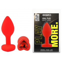 Силиконовая анальная пробка EGZO - Silicone Red Heart Plug Red, size S