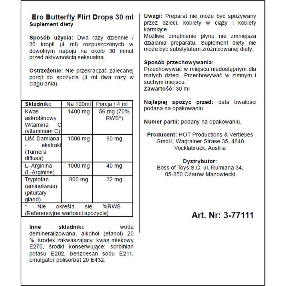 Возбуждающие препараты - Возбуждающие капли для двоих ERO Butterfly Flirt Drops, 30 мл 3