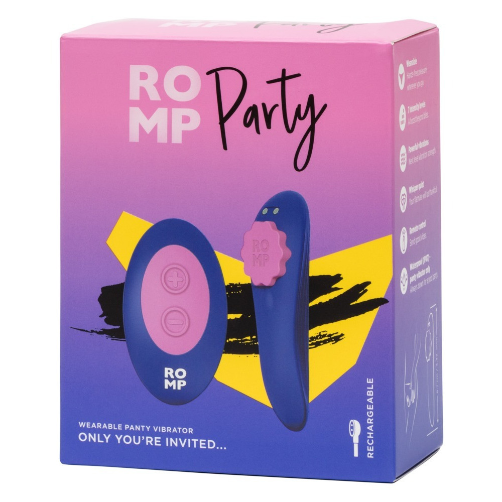 Різне - Вібратор у трусики ROMP Party з бездротовим пультом керування, синій 8
