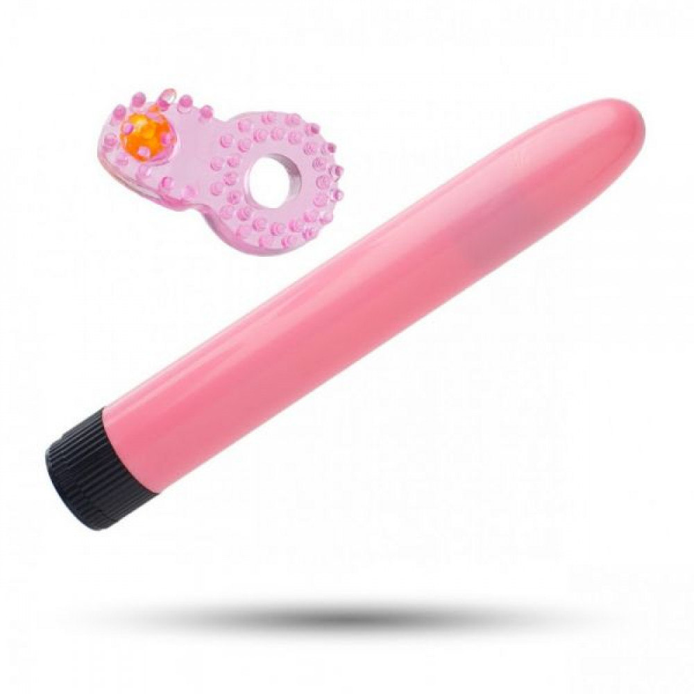 Подарочные наборы - Набор Sex Toys Классический Вибромассажер + Эрекционное Кольцо, Pink
