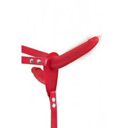 Двойной страпон с вибрацией Fetish Tentation Vibrating Strap-On Red (мятая упаковка!!!)