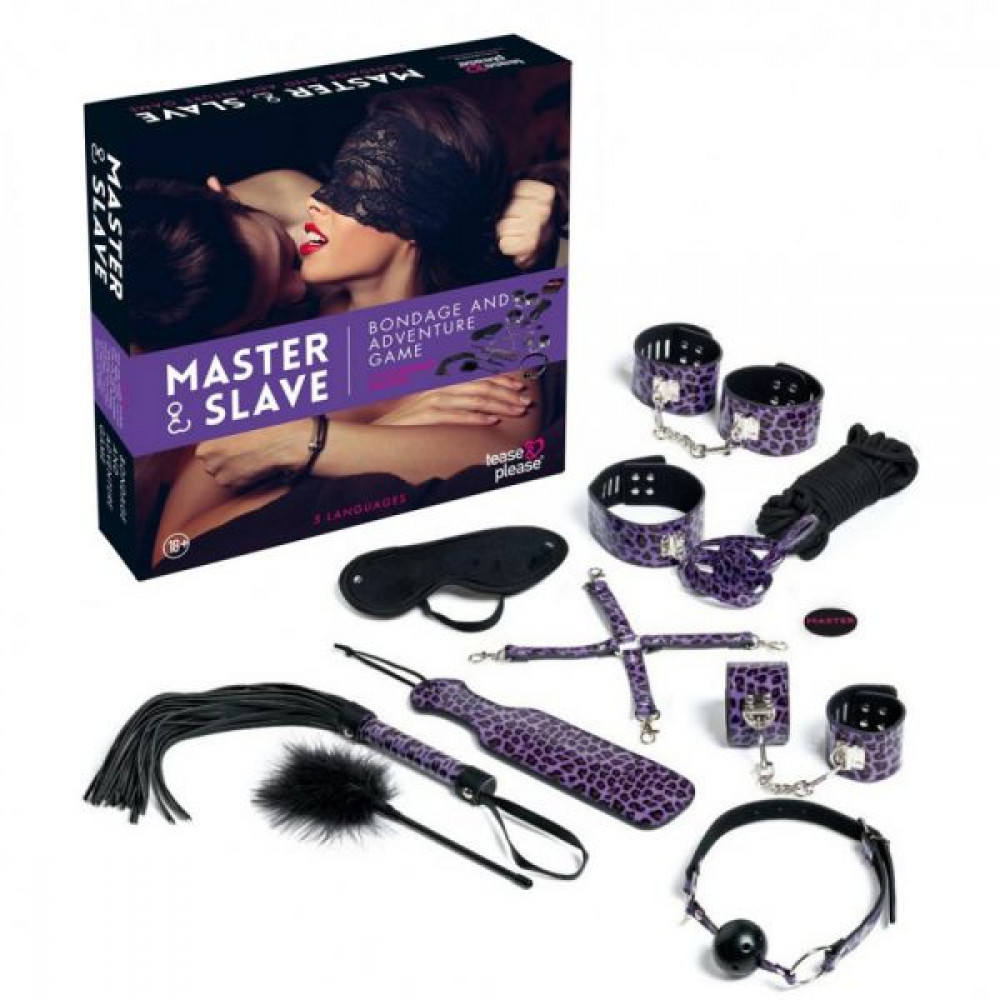 Подарочные наборы - F61278 Набор БДСМ 10 шт Master & Slave BDSM Kit tijgerprint Purpel