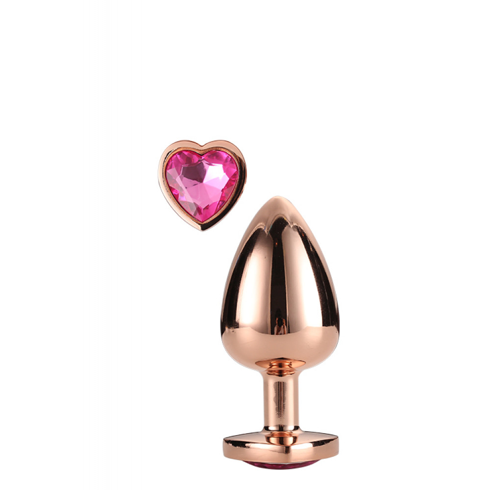 Анальная пробка со стразом - DT21790 Анальная пробка с сердцем GLEAMING LOVE ROSE GOLD PLUG MEDIUM