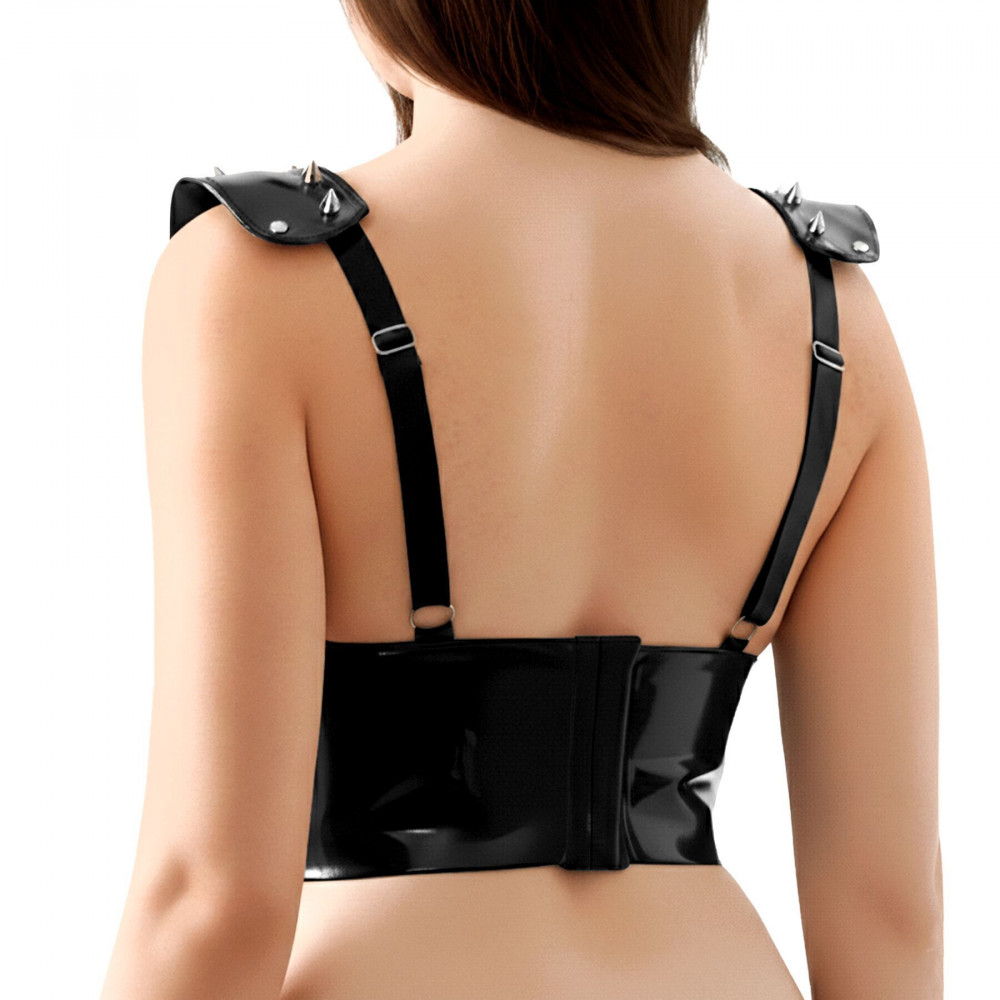  - Лакований вініловий ліф з шипами Art of Sex - Mistress, чорний, розмір S 1