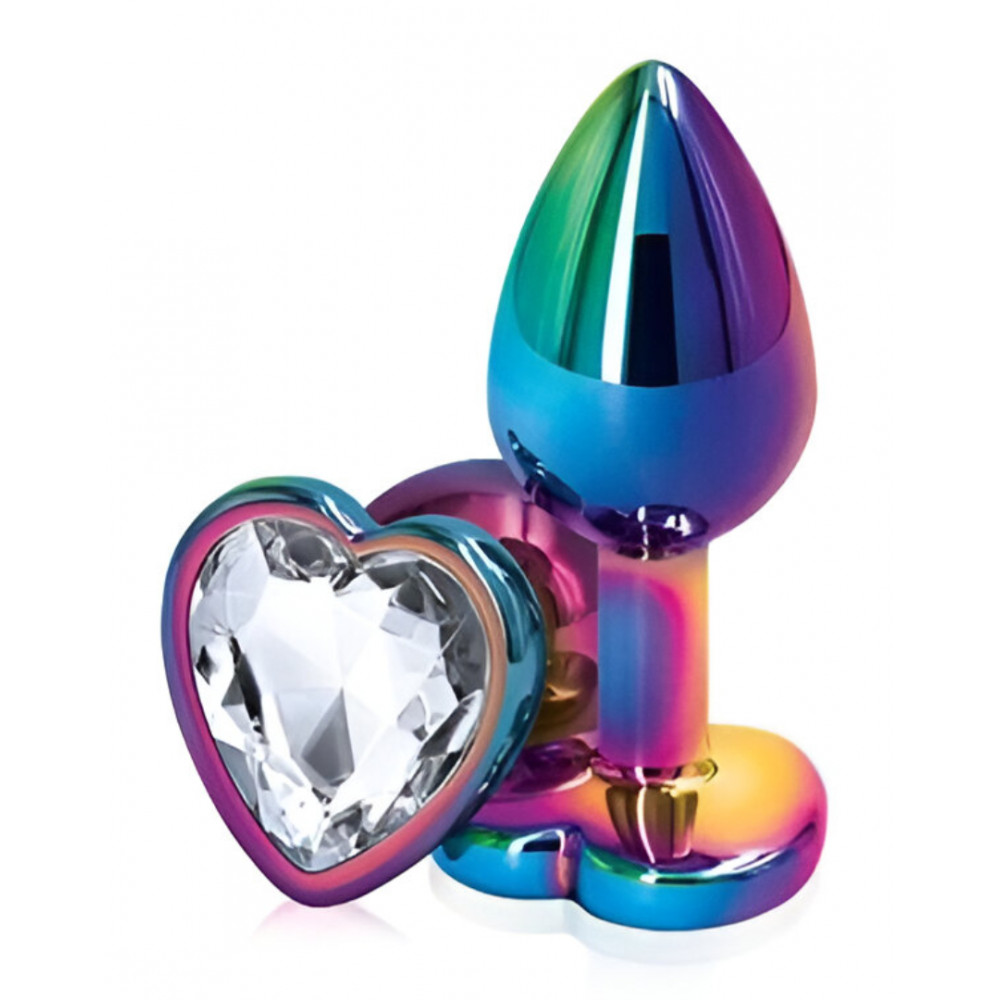- Анальная пробка с кристаллом EGZO - Multicolor Heart Plug Clear size M 1